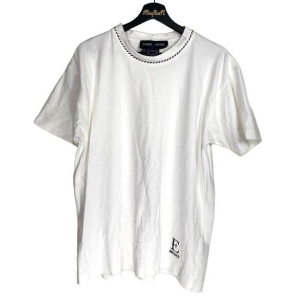 Escada Sport White Cotton T-Shirt Mens Size M With Embroidered Logo & Contrast - Picture 1 of 5